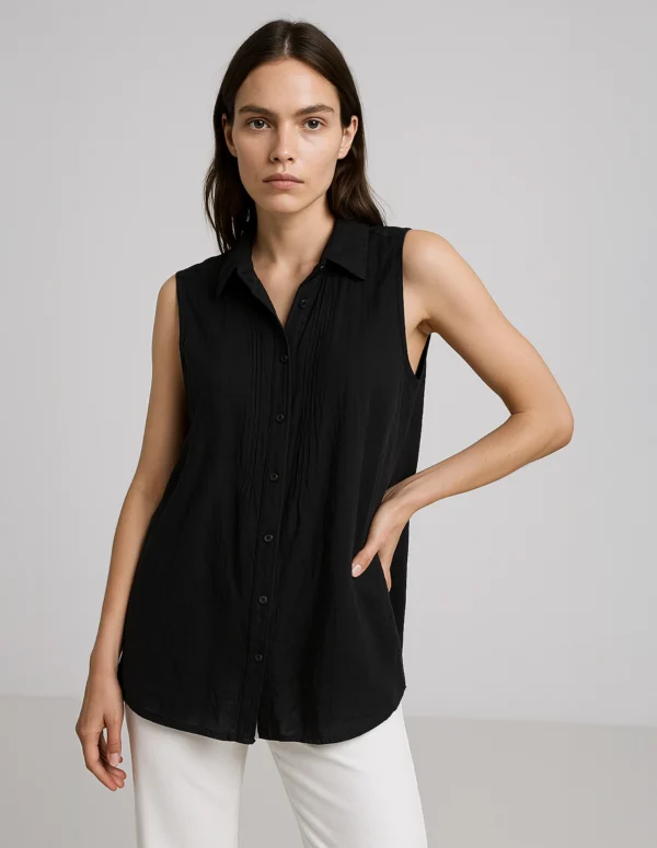 Midnight Pintuck Sleeveless Top