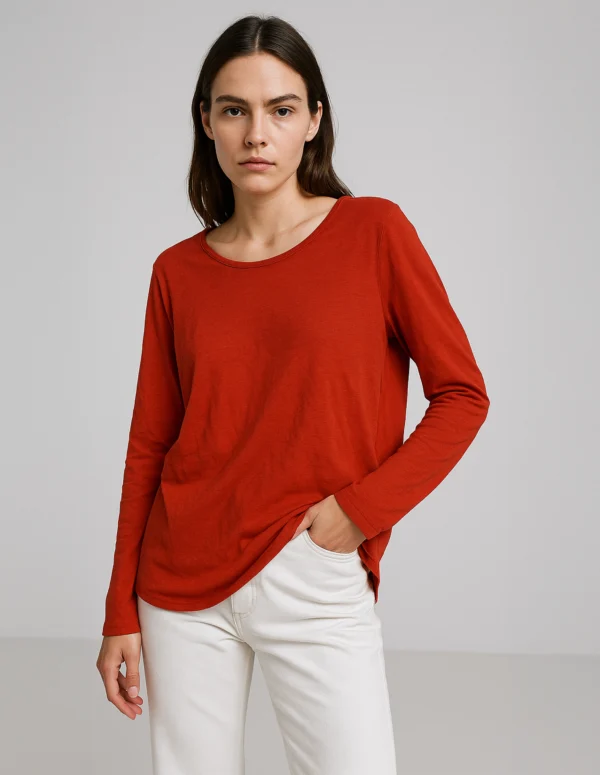 Rust Red Classic Long Sleeve Tee