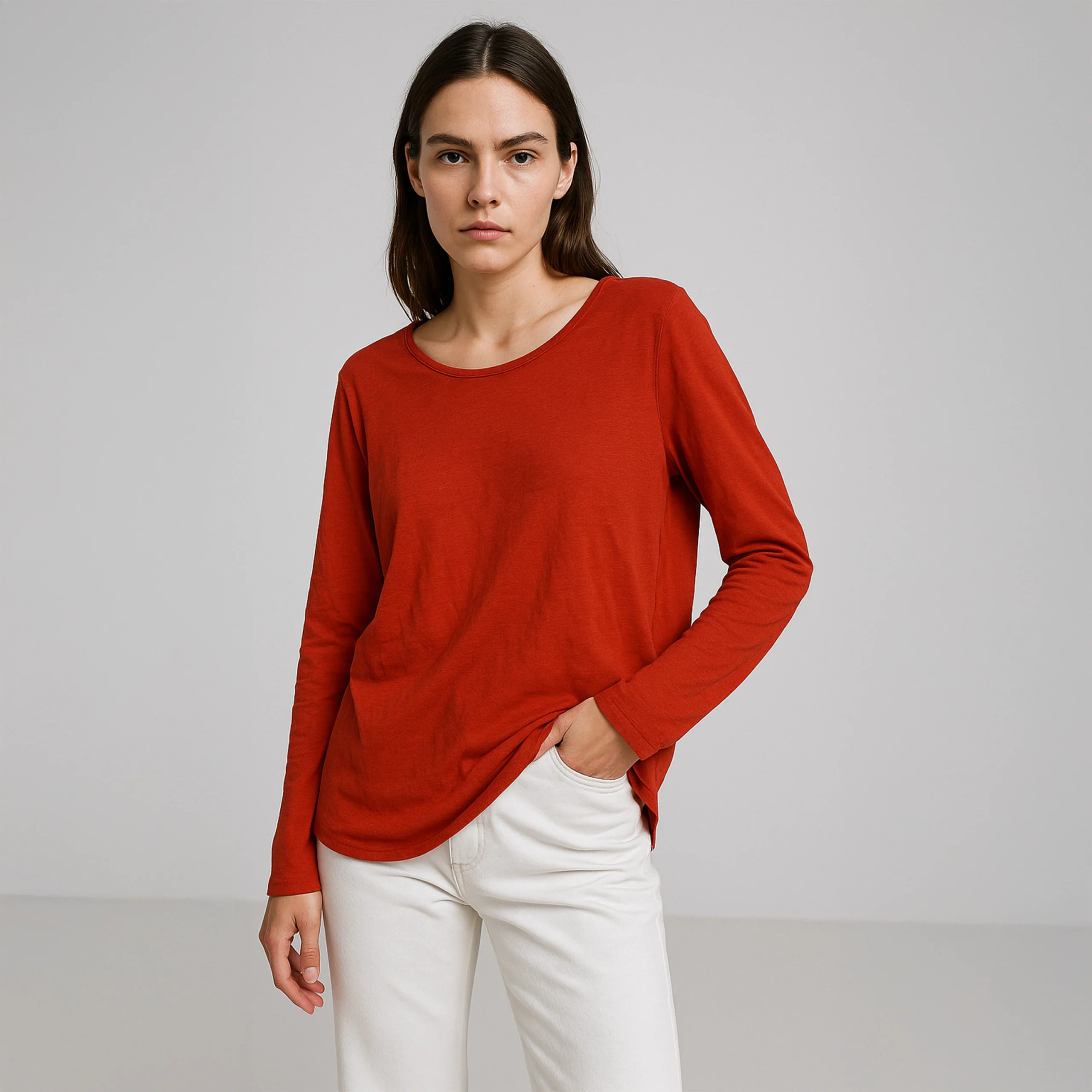Rust Red Classic Long Sleeve Tee