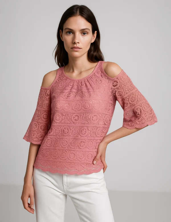 Blush Bloom Cold Shoulder Top