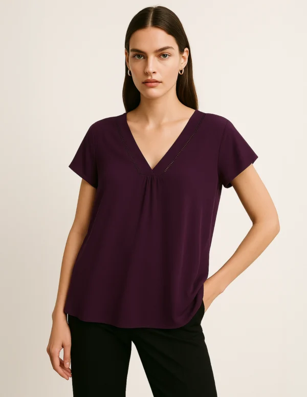 Elegant Plum V-Neck Tunic