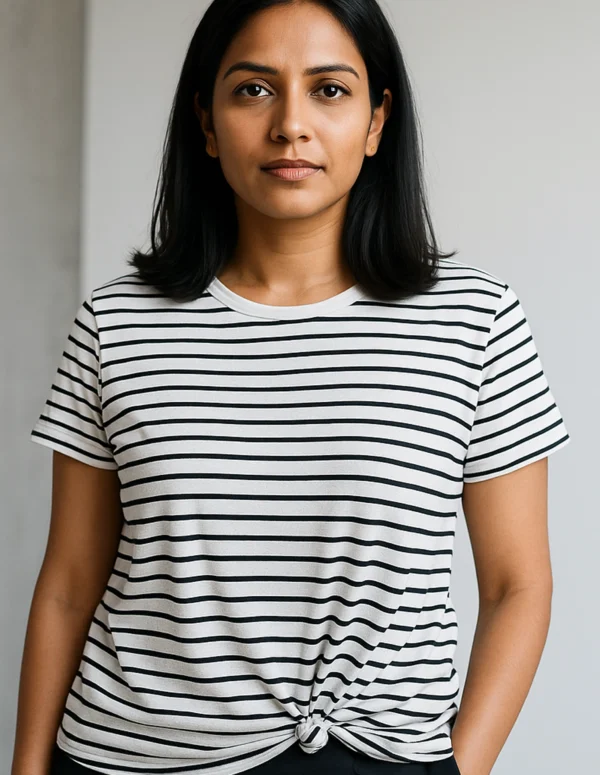 Timeless Striped Knot-Front Tee