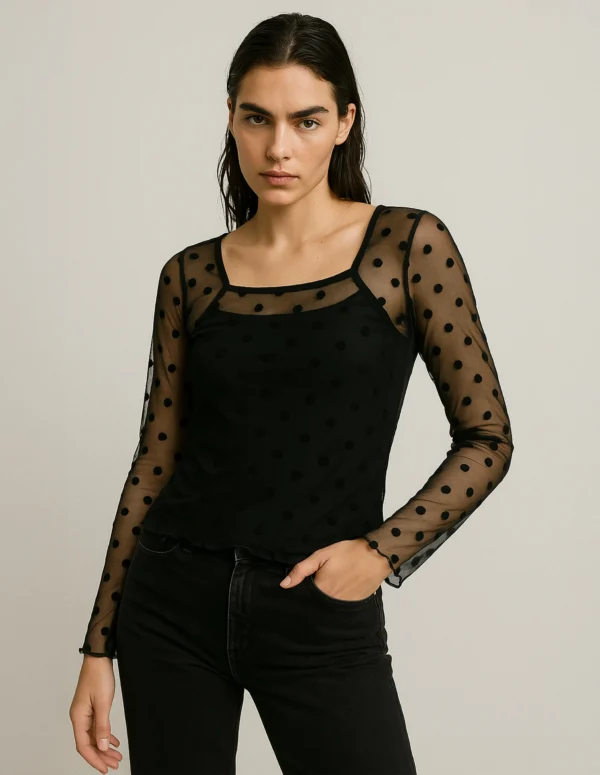 Midnight Dot Mesh Top