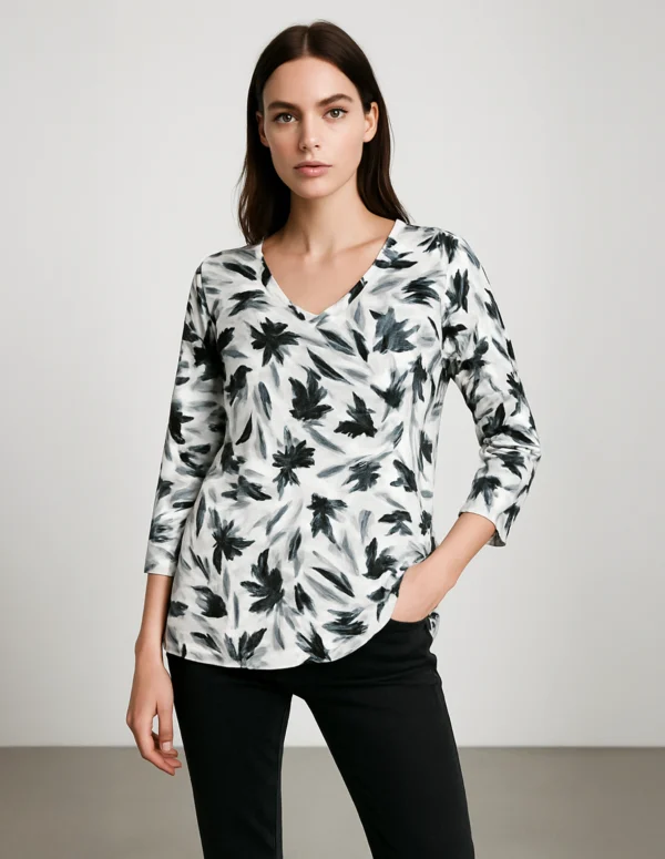 Abstract Print V-Neck Tunic